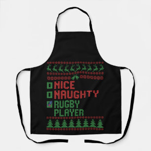 Nice Naughty Rugby Player Funny Kerstcadeau Schort