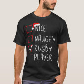 Nice Naughty Rugby Player List Christmas Santa Cla T-shirt (Voorkant)