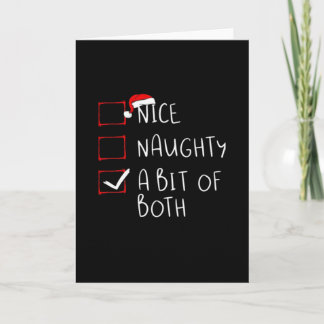 Nice Naughty Santa Hat Humor Vibe Kaart