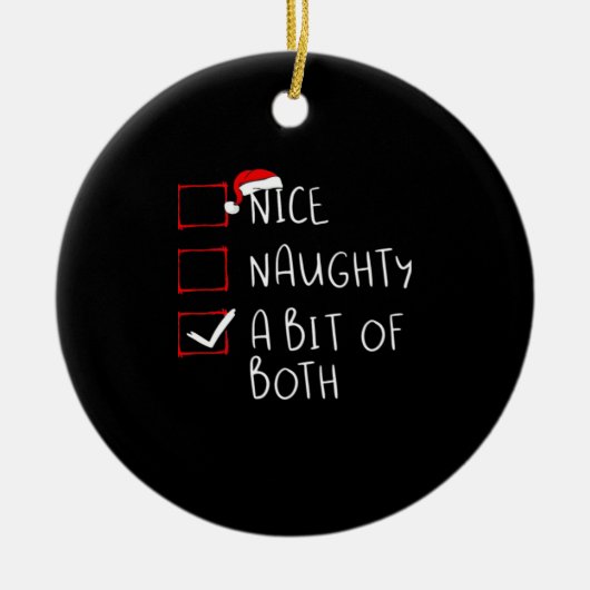 Nice Naughty Santa Hat Humor Vibe Keramisch Ornament (Voorkant)
