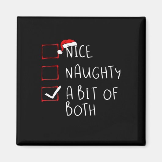 Nice Naughty Santa Hat Humor Vibe Magneet (Voorkant)