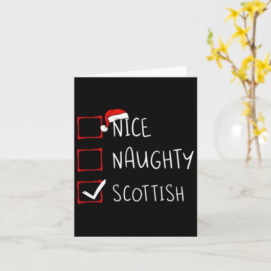 Nice Naughty Scottish Kerstmis Heritage Kaart (Gele Bloem)