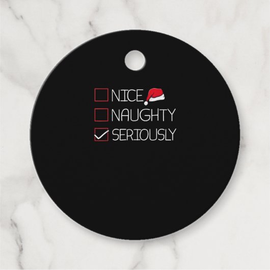 Nice Naughty Seriously Christmas Modern Style Bedankjes Labels (Voorkant)