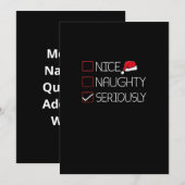 Nice Naughty Seriously Christmas Modern Style Feestdagenkaart (Voorkant / Achterkant)