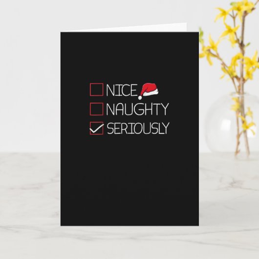 Nice Naughty Seriously Christmas Modern Style Kaart (Gele Bloem)