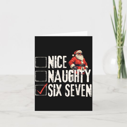 Nice Naughty Six Seven Brainrot Meme 67 Santa Funn Kaart (Voorkant)