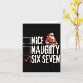 Nice Naughty Six Seven Brainrot Meme 67 Santa Funn Kaart (Gele Bloem)