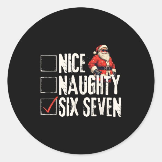 Nice Naughty Six Seven Brainrot Meme 67 Santa Funn Ronde Sticker (Voorkant)