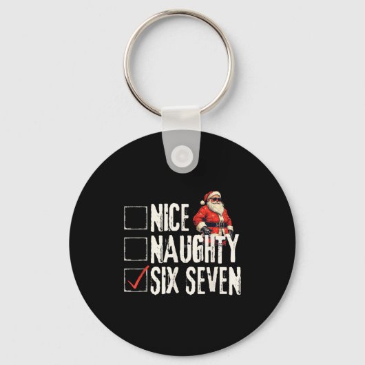 Nice Naughty Six Seven Brainrot Meme 67 Santa Funn Sleutelhanger (Voorkant)