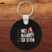 Nice Naughty Six Seven Brainrot Meme 67 Santa Funn Sleutelhanger (Voorkant)