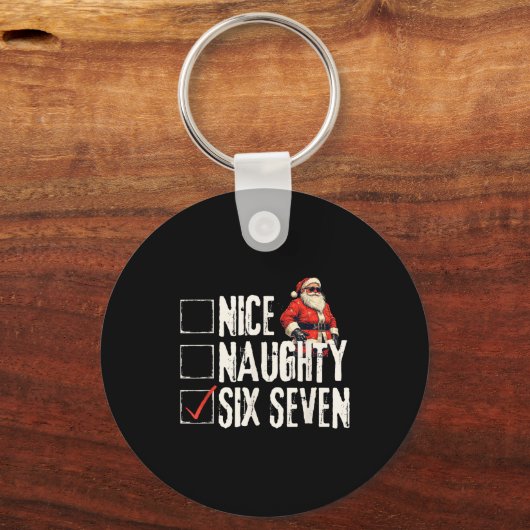 Nice Naughty Six Seven Brainrot Meme 67 Santa Funn Sleutelhanger (Voorkant)