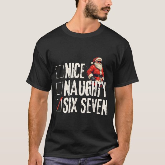 Nice Naughty Six Seven Brainrot Meme 67 Santa Funn T-shirt (Voorkant)