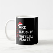 Nice Naughty Softball Player Funny Christmas List Koffiemok (Links)