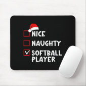 Nice Naughty Softball Player Funny Christmas List Muismat (Met muis)