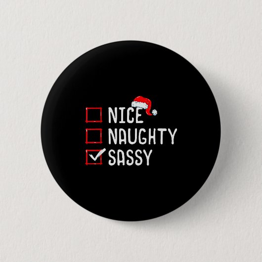Nice Naughty Sy Christmas List Ronde Button 5,7 Cm (Voorkant)