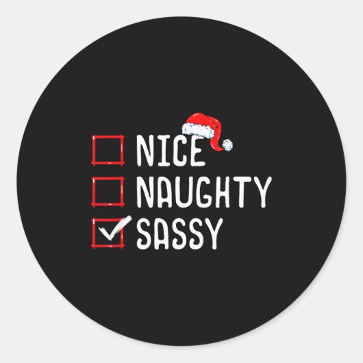Nice Naughty Sy Christmas List  Ronde Sticker (Voorkant)