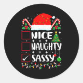 Nice Naughty Sy Christmas List  Ronde Sticker (Voorkant)