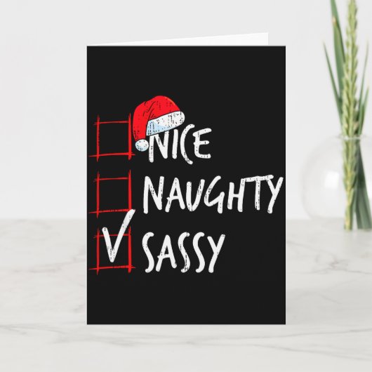 Nice Naughty Sy Christmas List Santa Costume Xmas  Kaart (Voorkant)