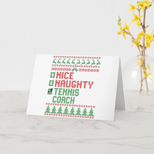 Nice Naughty Tennis Coach Christmas Matching Gift Kaart (Gele Bloem)