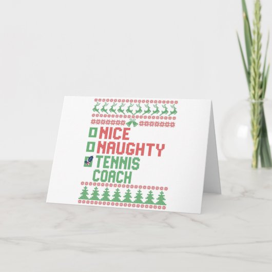 Nice Naughty Tennis Coach Christmas Matching Gift Kaart (Voorkant)