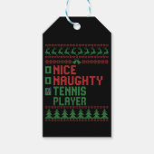 Nice Naughty Tennis Player Funny kerstcadeau Cadeaulabel (Voorkant)