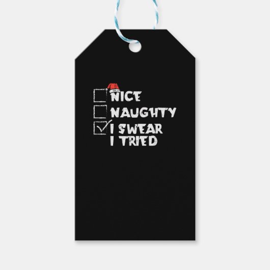 Nice Naughty Tried My Best Holiday Humor Cadeaulabel (Voorkant)