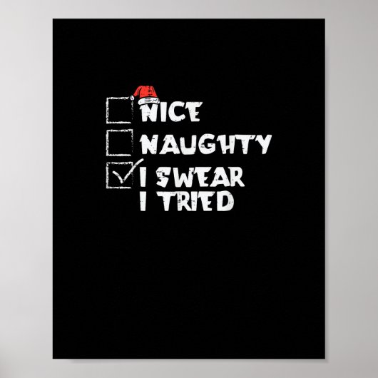 Nice Naughty Tried My Best Holiday Humor  Poster (Voorkant)