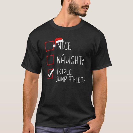 Nice Naughty Triple Jump Athlete kerstlijst Sa T-shirt (Voorkant)