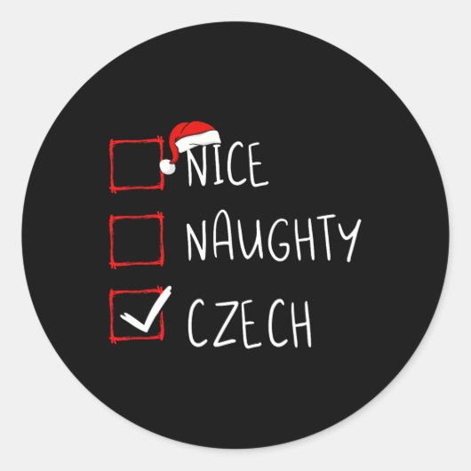 Nice Naughty Tsjechië Kerstmis Herita Ronde Sticker (Voorkant)