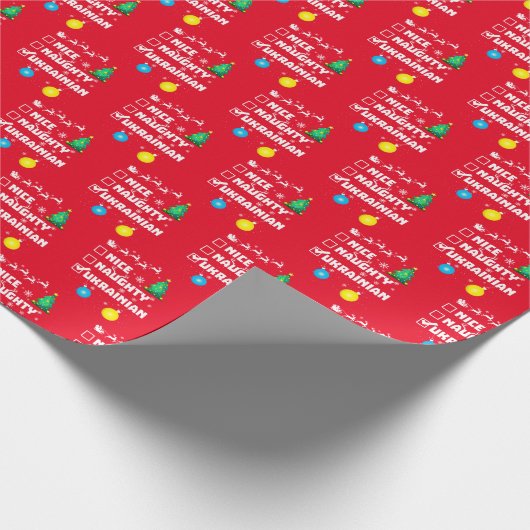 Nice Naughty Ukraine Funny Wrapping Paper Cadeaupapier (Hoek)