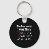 Nice Naughty Veteran Christmas List Santa Military Sleutelhanger (Voorkant)