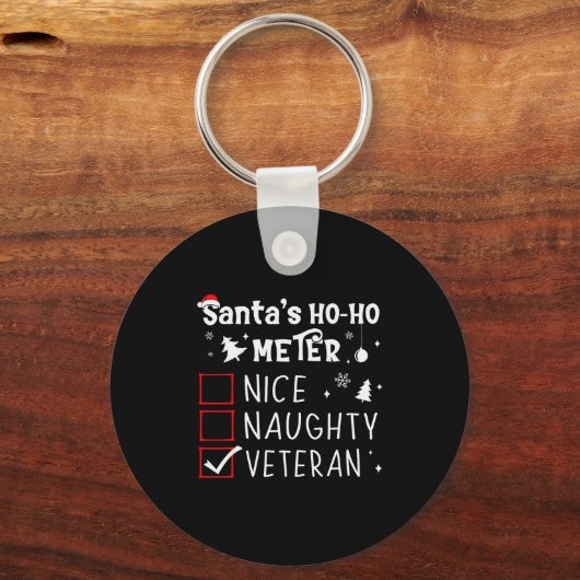 Nice Naughty Veteran Christmas List Santa Military Sleutelhanger (Voorkant)