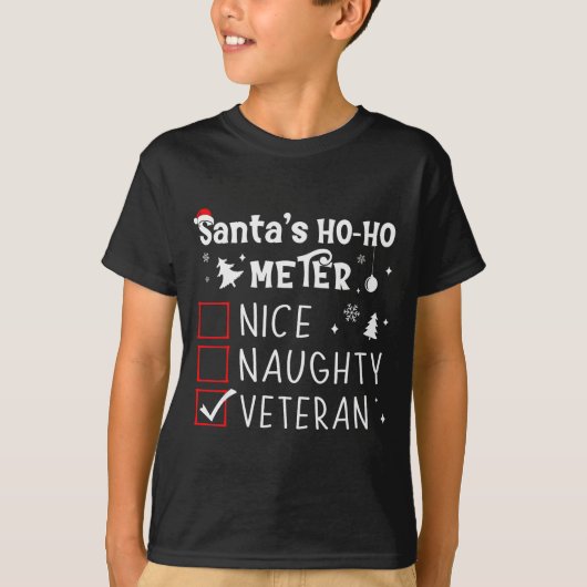 Nice Naughty Veteran Christmas List Santa Military T-shirt (Voorkant)