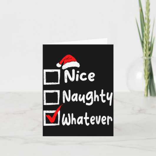 Nice Naughty Whatever Funny Christmas List Family  Kaart (Voorkant)
