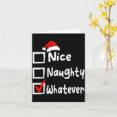 Nice Naughty Whatever Funny Christmas List Family  Kaart (Gele Bloem)