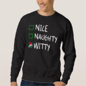 Nice Naughty Witty Christmas List Santa Claus X Trui (Voorkant)