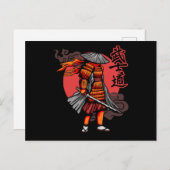 Nice Samurai Retro - Samurai Holding Katana Briefkaart (Voorkant / Achterkant)