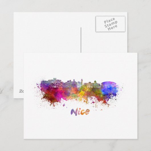 Nice skyline in watercolor briefkaart (Voorkant / Achterkant)