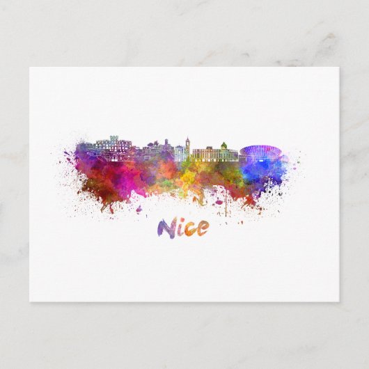 Nice skyline in watercolor briefkaart (Voorkant)