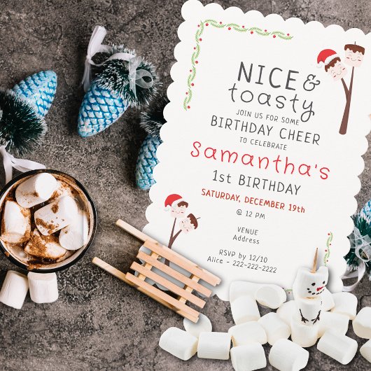 Nice S'mores Marshmallows Kids Xmas Birthday Party Kaart