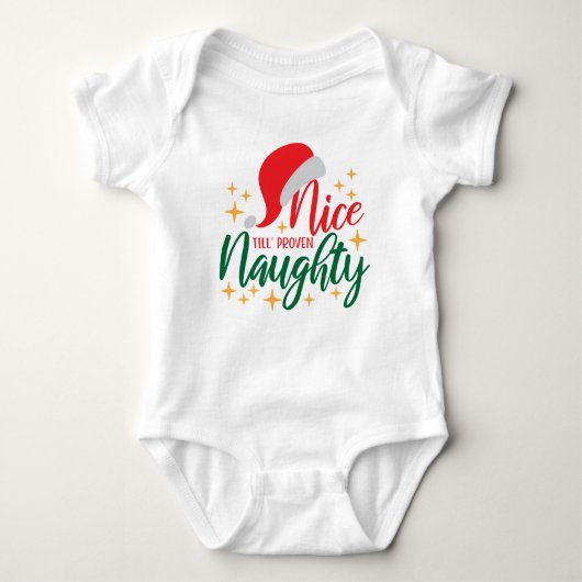 Nice Til Proven Naughty, Novelty Funny Kerstmis  Romper (Voorkant)