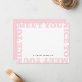 Nice To Meet You | Pink Modern Name Notitiekaartje (Voorkant / Achterkant in situ)