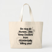 NICE TO NURSES GROTE TOTE BAG (Voorkant)