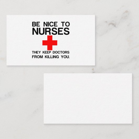 NICE TO NURSES NOTITIEKAARTJE (Voorkant / Achterkant)