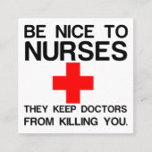 NICE TO NURSES VIERKANTE VISITEKAARTJE (Voorkant)