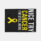 Nice Try Survivor Sarcoma Cancer Awareness Yellow Fleece Deken (Voorkant (Horizontaal))