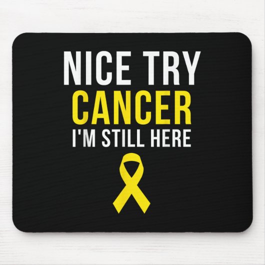 Nice Try Survivor Sarcoma Cancer Awareness Yellow Muismat (Voorkant)