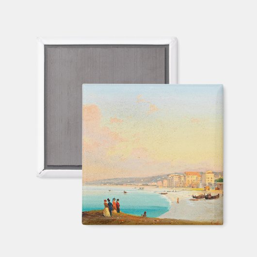 Nice, Uitzicht van de strand van Quai du Midi, Mag Magneet (Voorkant / Achterkant)