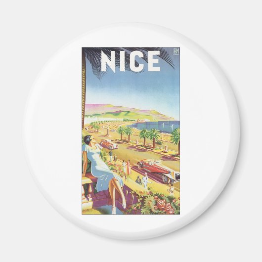 NICE Vintage Reizen Poster Magneet (Voorkant)