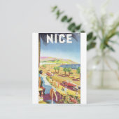 NICE Vintage Travel Poster Briefkaart (Staand voorkant)